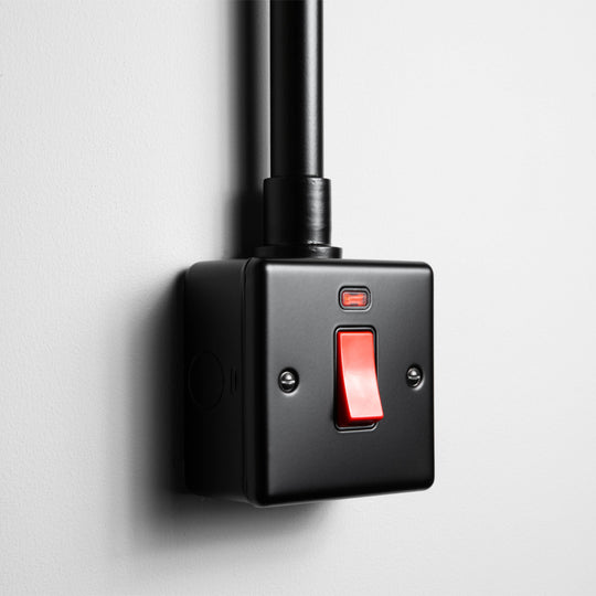 Matt Black 1 Gang 45A Double Pole Switch