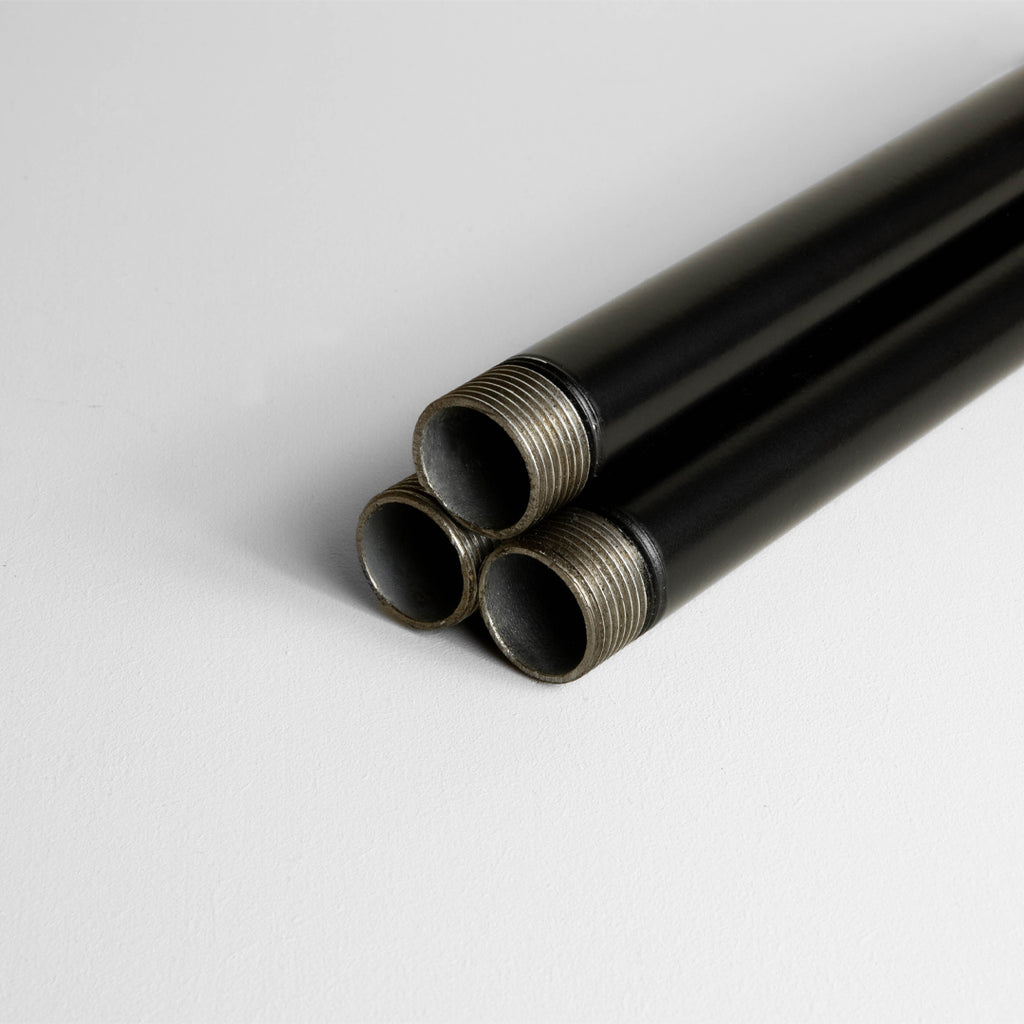 Matt Black 20mm Conduit - Cut To Size On Light Grey Background