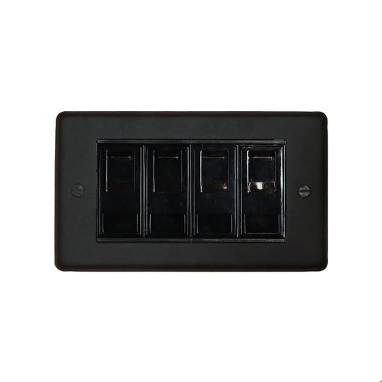 Textured Black 4 Gang RJ45 Socket
