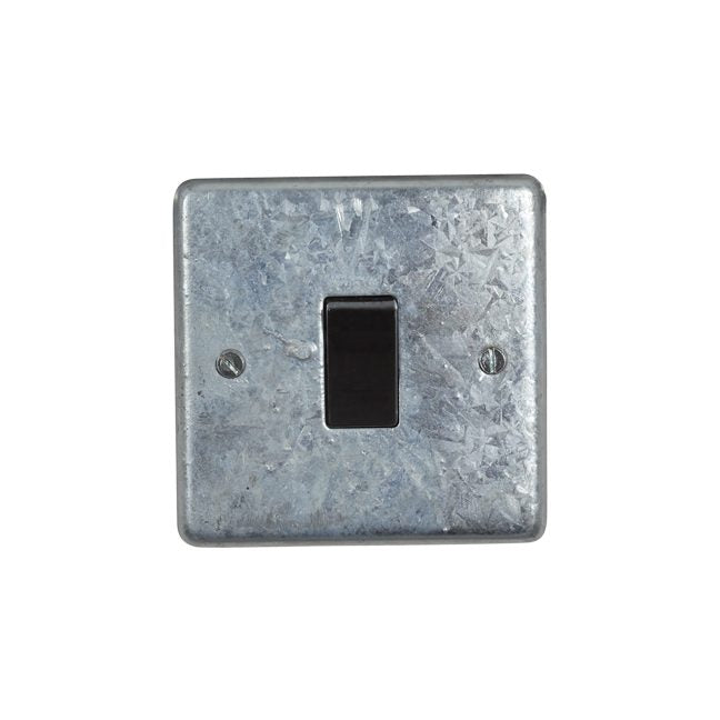 Galvanised 1 Gang 2 Way Switch - Black