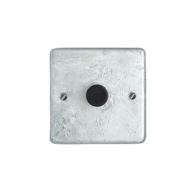 Galvanised 1 Gang 2 Way Dimmer Switch - Black