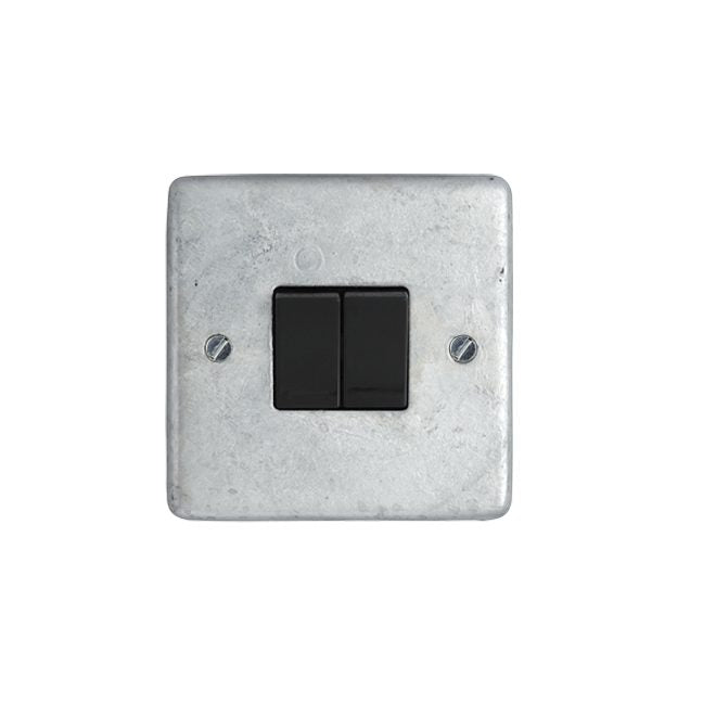 Galvanised 2 Gang 2 Way Switch - Black