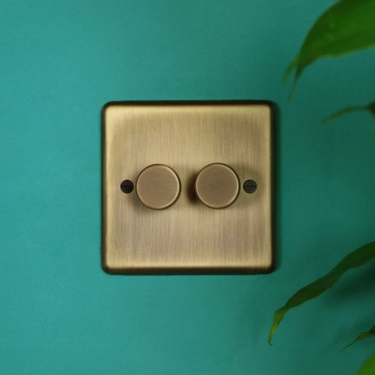 Antique Brass 2 Gang 2 Way Dimmer Switch