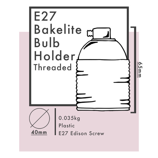 E27 Bakelite Bulb Holders - Black