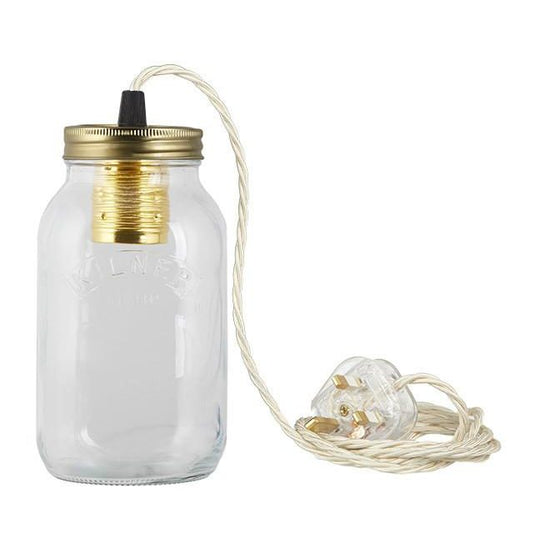 Cream Fabric Cable Jam Jar Lamp