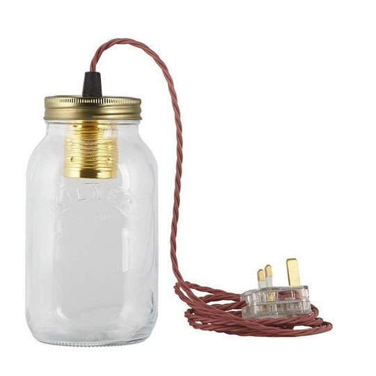 Dusty Pink Fabric Cable Jam Jar Lamp