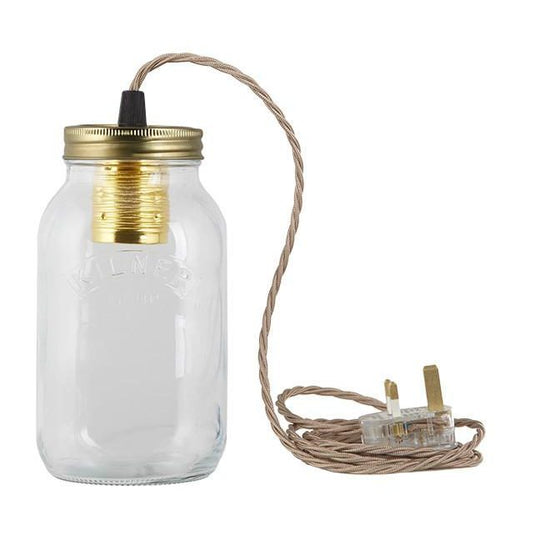 Pigeon Fabric Cable Jam Jar Lamp