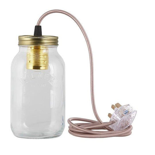 Pigeon Fabric Cable Jam Jar Lamp