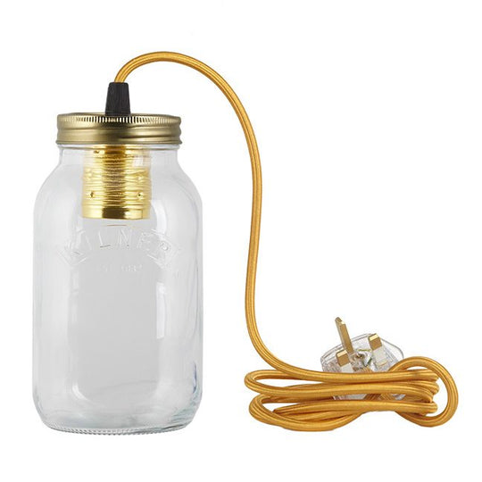 Celtic Gold Fabric Cable Jam Jar Lamp
