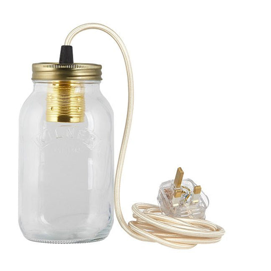 Cream Fabric Cable Jam Jar Lamp
