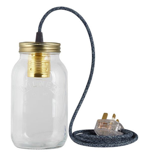 Denim Fabric Cable Jam Jar Lamp