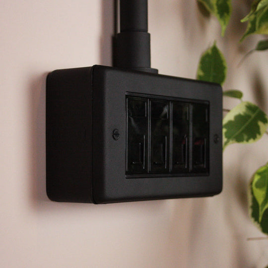 Textured Black 4 Gang RJ45 Socket