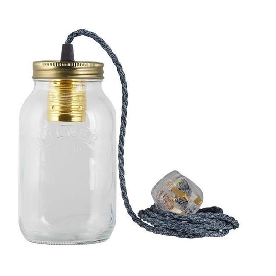 Denim Fabric Cable Jam Jar Lamp
