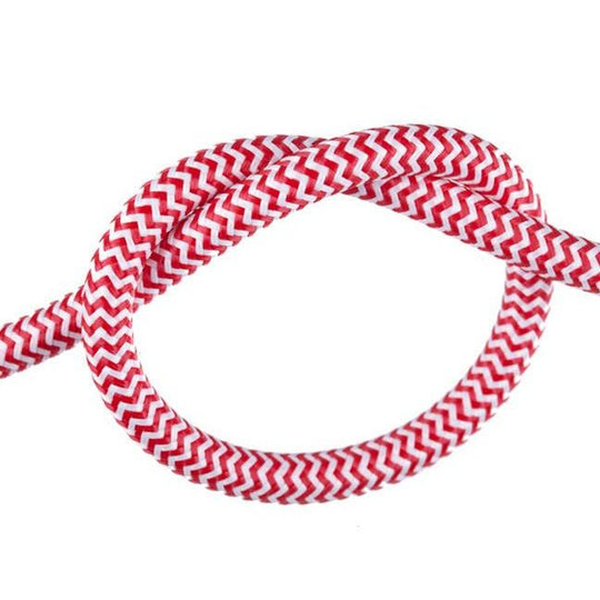 Red and White Round Fabric Cable