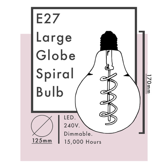 E27 LED Large Globe Spiral Filament Bulb