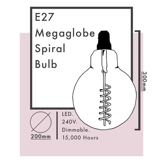 E27 LED Mega Globe Spiral Filament Bulb