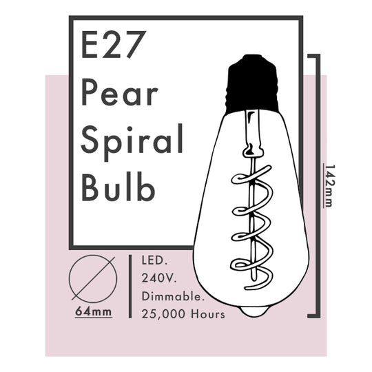 E27 LED Pear Spiral Filament Bulb