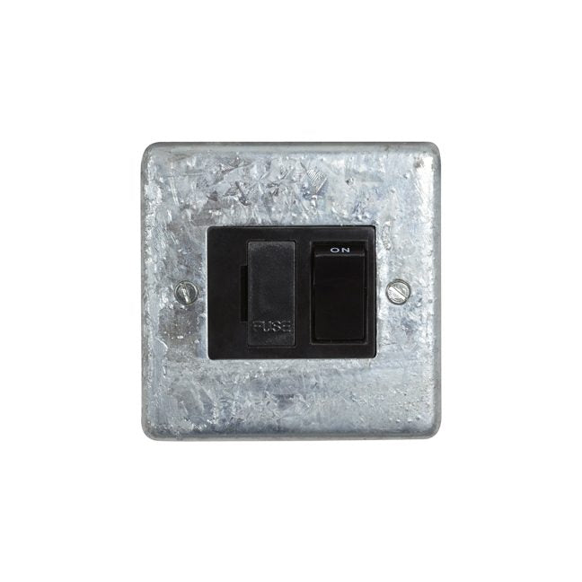 Galvanised Switched Fused Connection Unit - Black