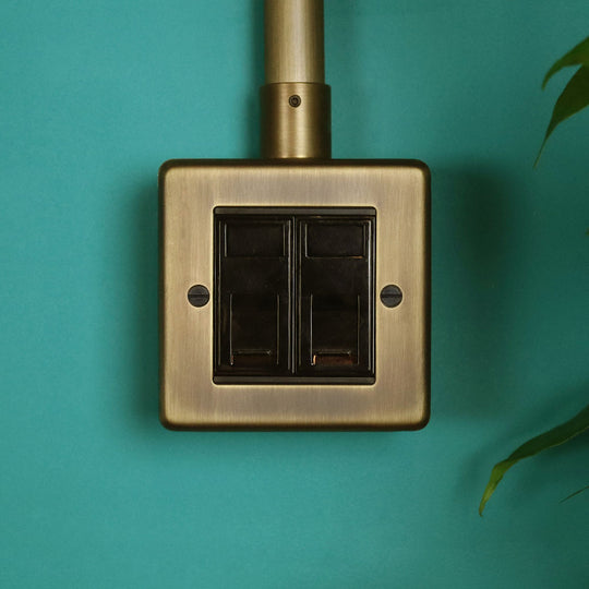 Antique Brass 2 Gang RJ45 Socket