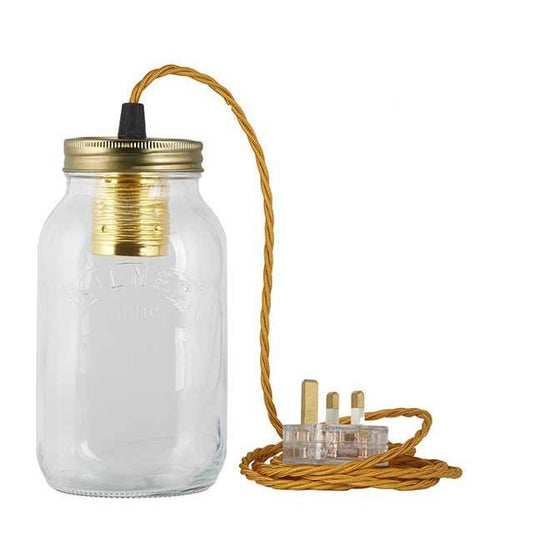 Celtic Gold Fabric Cable Jam Jar Lamp