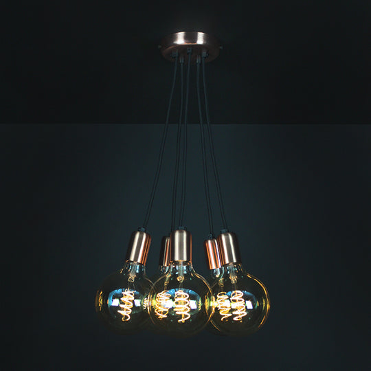 Brushed Copper 5 Bulb Cluster