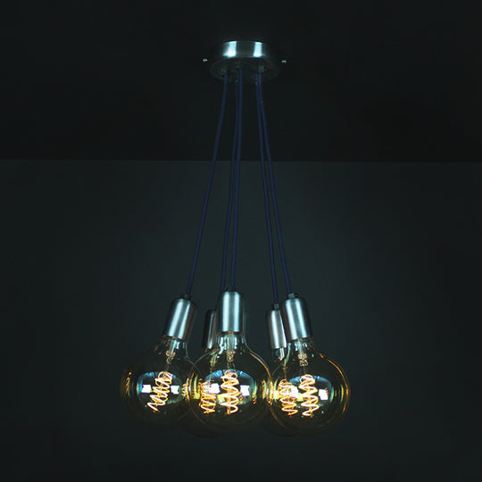 Brushed Steel 5 Bulb Cluster