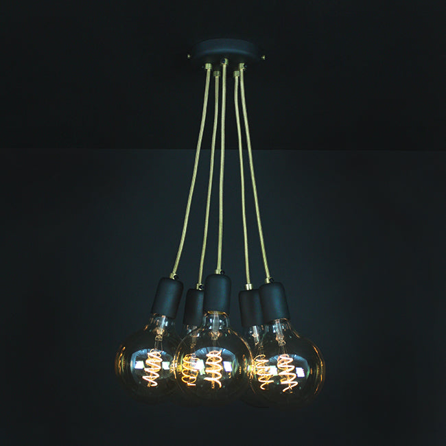 Textured Black 5 Bulb Cluster