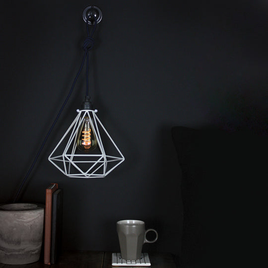 Grey Diamond Cage Lamp