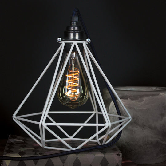Grey Diamond Cage Lamp
