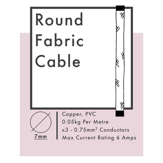 Charcoal Linen Round Fabric Cable