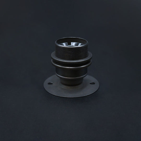 A dark bronze E27 period fixed ceiling light fixture made of solid brass, not wired, displayed on a dark background.