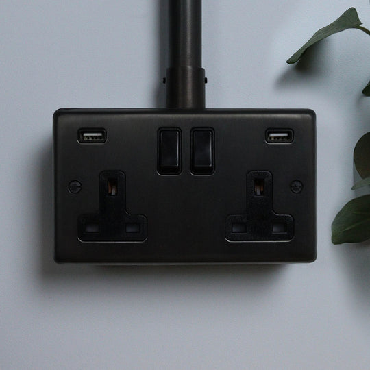Dark Bronze Double Socket with USB