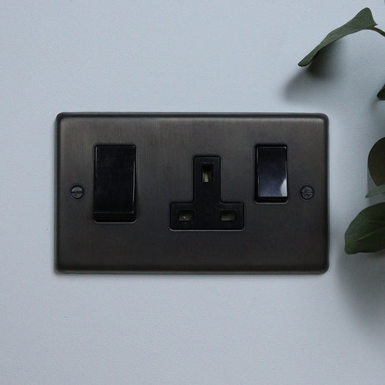 Dark Bronze 45amp Cooker Switch With Socket