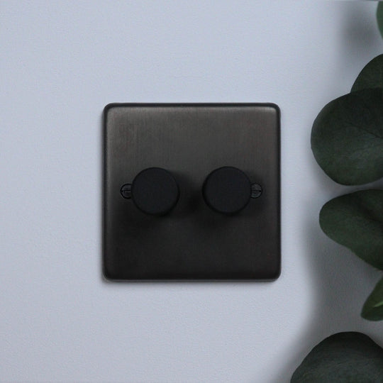 Dark Bronze 2 Gang 2 Way Dimmer Switch