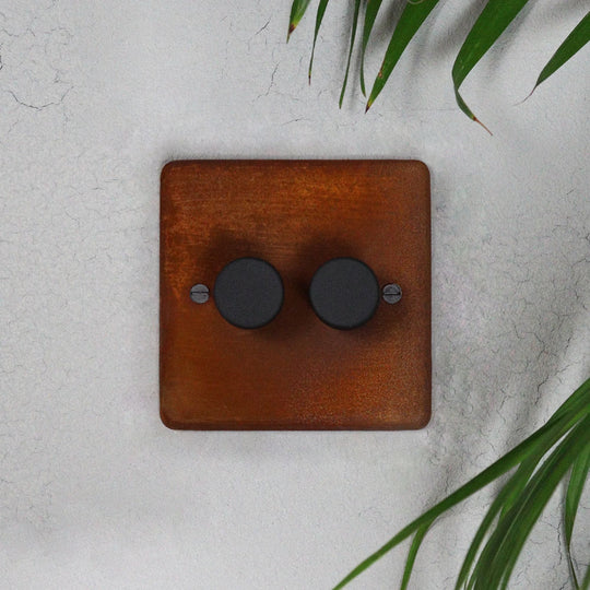 Rusted 2 Gang 2 Way Dimmer Switch