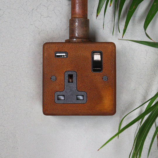 Rusted Single Socket With USB