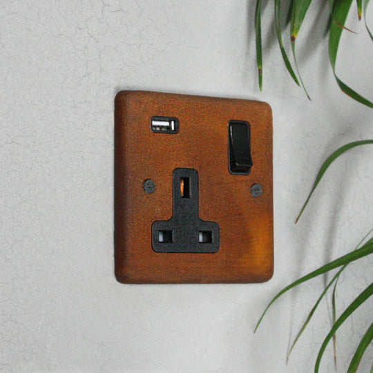 Rusted Single Socket With USB