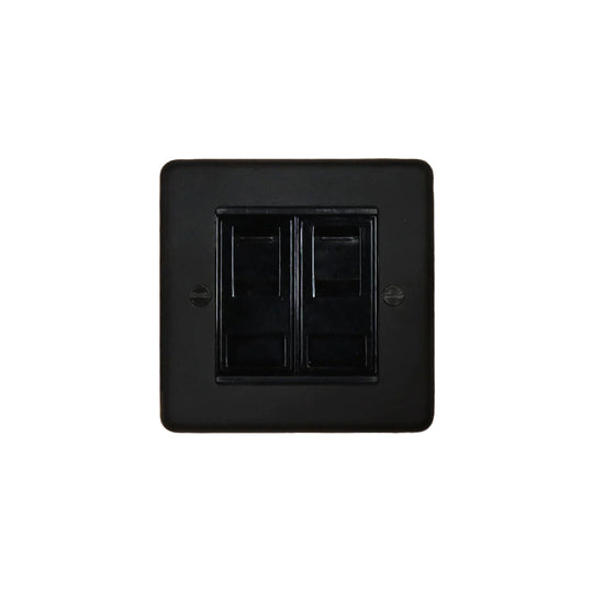 Textured Black 2 Gang RJ45 Socket