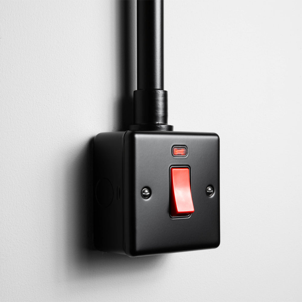 Matt Black 1 Gang 45A Double Pole Switch
