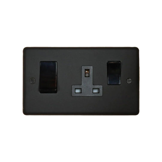 Textured Black 45A Cooker Switch with Socket