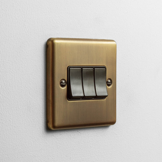 Antique Brass 3 Gang 2 Way Switch
