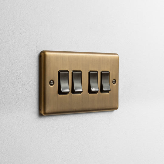 Antique Brass 4 Gang 2 Way Switch