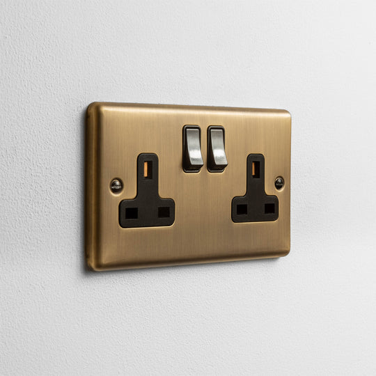 Antique Brass Double Socket Outlet