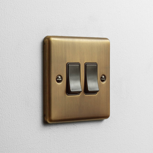 Antique Brass 2 Gang 2 Way Switch.