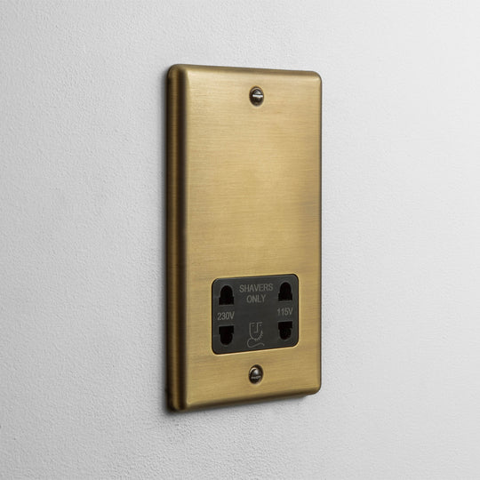 Antique Brass Dual Voltage Shaver Socket