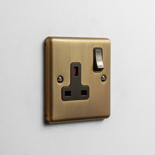 Antique Brass Single Socket Outlet