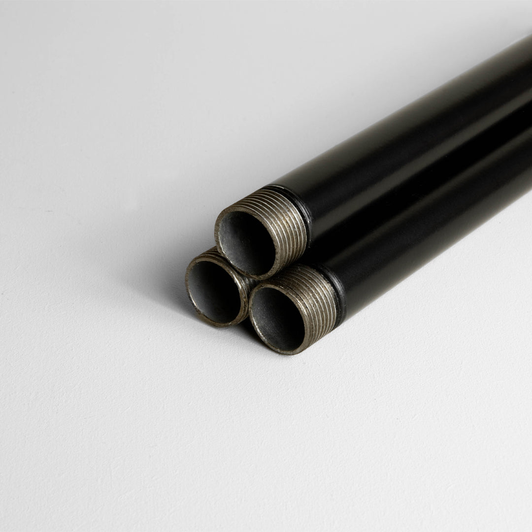 Matt Black 20mm Conduit - Cut To Size On Light Grey Background