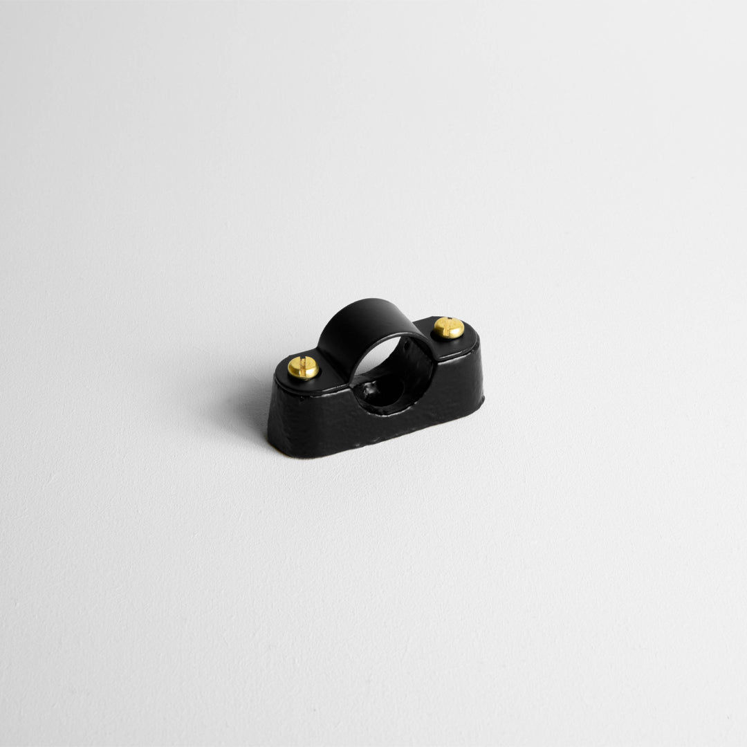 Matt Black 20mm Conduit Distance Saddle On Light Grey Background