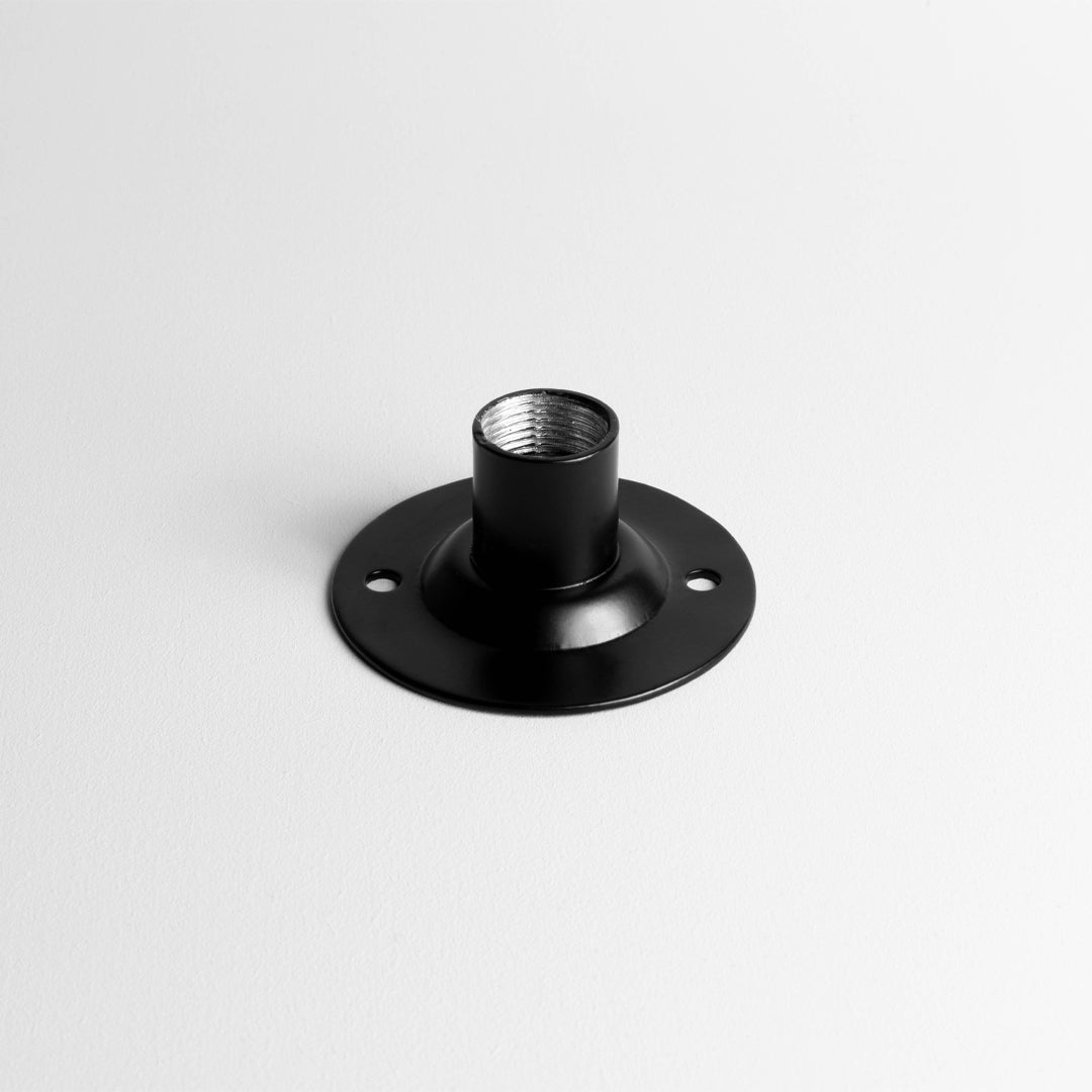 Matt Black Conduit 20mm Dome Cover On  Light Grey Background
