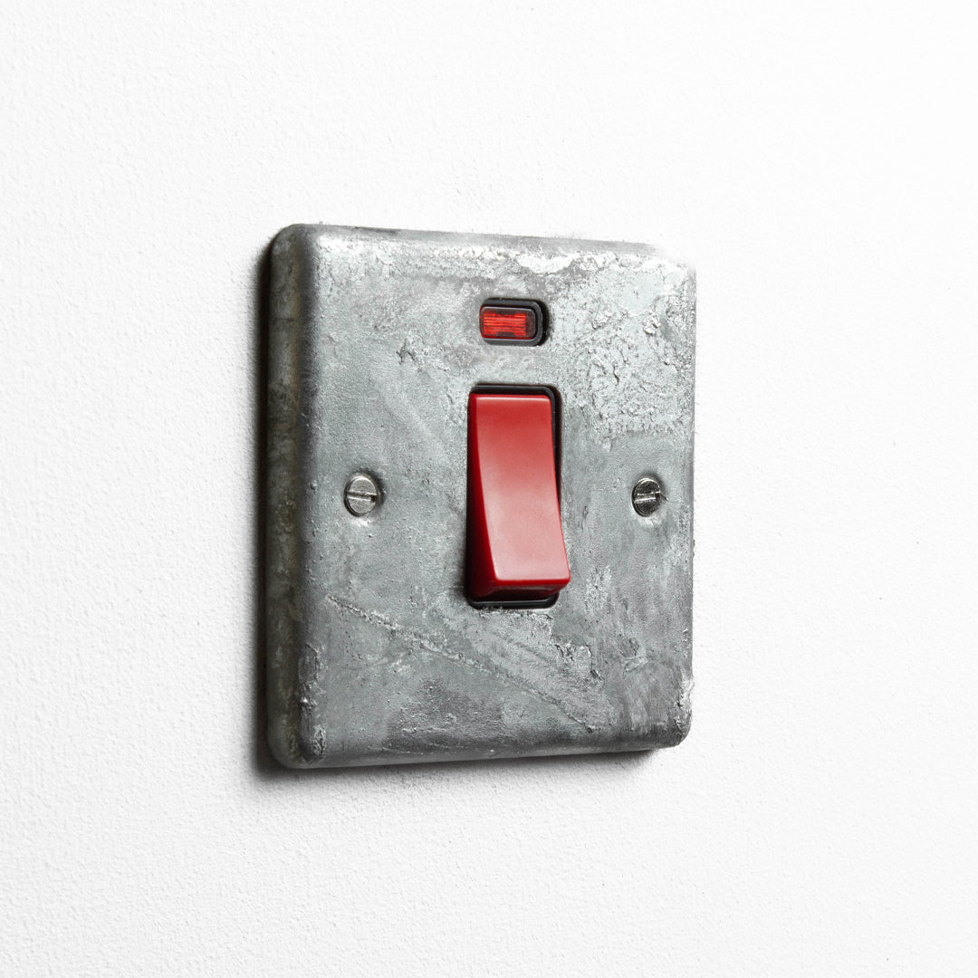 Galvanised 1 Gang 45A Double Pole Switch With Neon